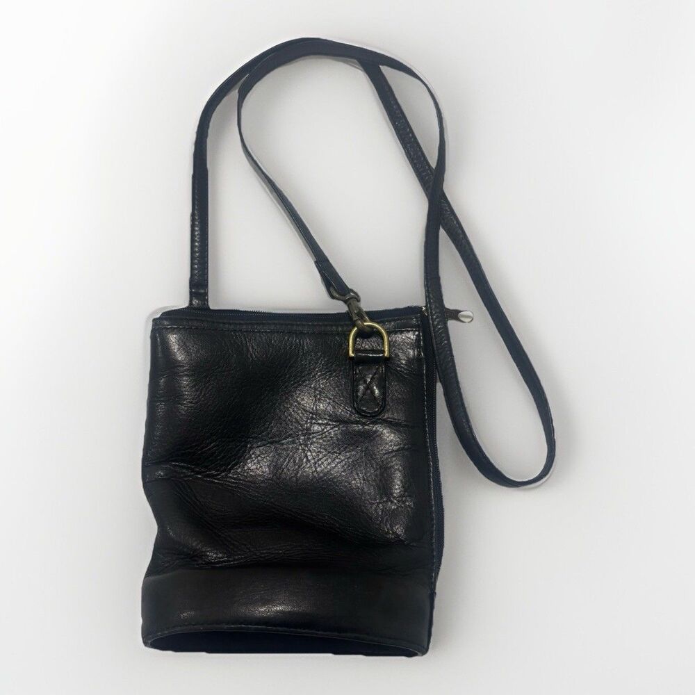 Nine And Co Purse Leather Crossbody Bag Mini Bucket Bag Vintage 1970’s Black